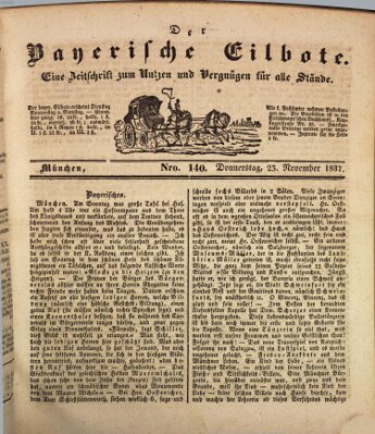 Baierscher Eilbote (Münchener Bote für Stadt und Land) Donnerstag 23. November 1837