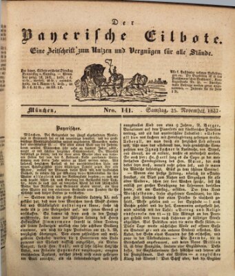 Baierscher Eilbote (Münchener Bote für Stadt und Land) Samstag 25. November 1837