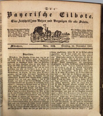 Baierscher Eilbote (Münchener Bote für Stadt und Land) Dienstag 28. November 1837