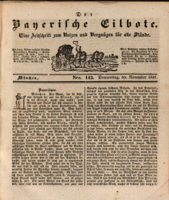 Baierscher Eilbote (Münchener Bote für Stadt und Land) Donnerstag 30. November 1837