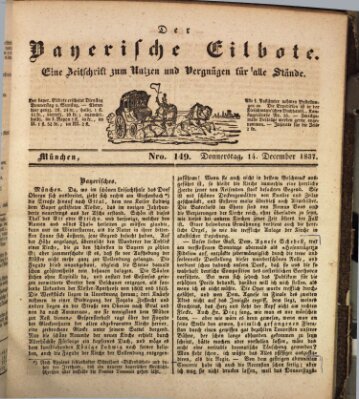 Baierscher Eilbote (Münchener Bote für Stadt und Land) Donnerstag 14. Dezember 1837