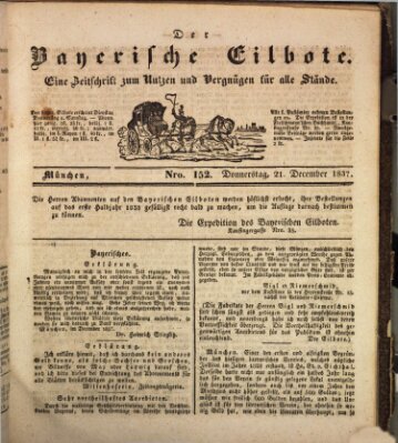 Baierscher Eilbote (Münchener Bote für Stadt und Land) Donnerstag 21. Dezember 1837