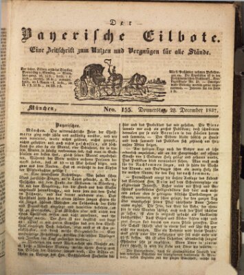 Baierscher Eilbote (Münchener Bote für Stadt und Land) Donnerstag 28. Dezember 1837