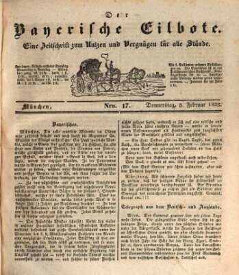 Baierscher Eilbote (Münchener Bote für Stadt und Land) Donnerstag 8. Februar 1838