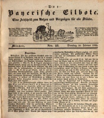 Baierscher Eilbote (Münchener Bote für Stadt und Land) Dienstag 20. Februar 1838