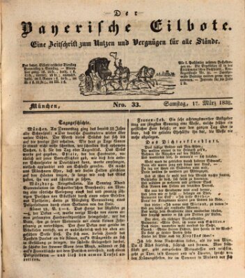 Baierscher Eilbote (Münchener Bote für Stadt und Land) Samstag 17. März 1838