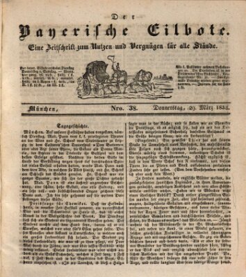 Baierscher Eilbote (Münchener Bote für Stadt und Land) Donnerstag 29. März 1838