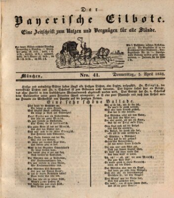 Baierscher Eilbote (Münchener Bote für Stadt und Land) Donnerstag 5. April 1838