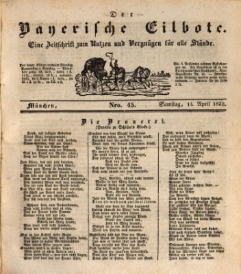 Baierscher Eilbote (Münchener Bote für Stadt und Land) Samstag 14. April 1838