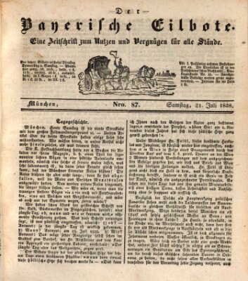 Baierscher Eilbote (Münchener Bote für Stadt und Land) Samstag 21. Juli 1838