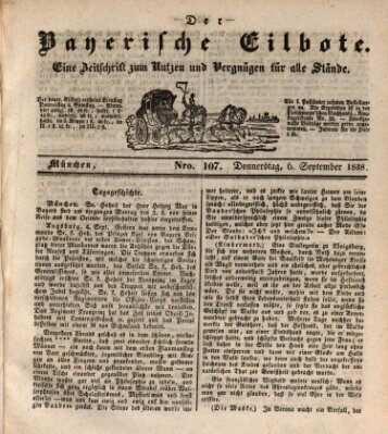 Baierscher Eilbote (Münchener Bote für Stadt und Land) Donnerstag 6. September 1838