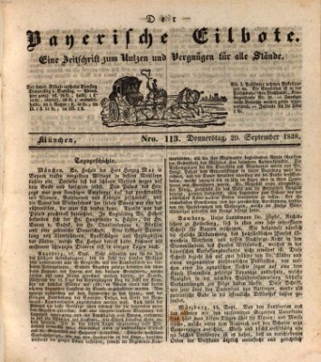 Baierscher Eilbote (Münchener Bote für Stadt und Land) Donnerstag 20. September 1838