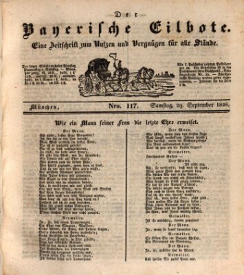 Baierscher Eilbote (Münchener Bote für Stadt und Land) Samstag 29. September 1838