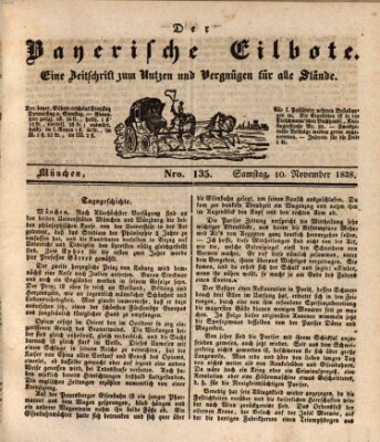 Baierscher Eilbote (Münchener Bote für Stadt und Land) Samstag 10. November 1838