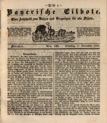 Baierscher Eilbote (Münchener Bote für Stadt und Land) Samstag 17. November 1838