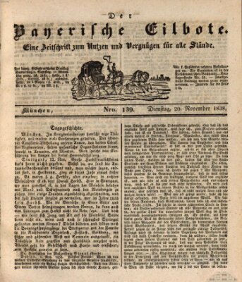 Baierscher Eilbote (Münchener Bote für Stadt und Land) Dienstag 20. November 1838