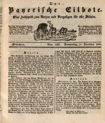 Baierscher Eilbote (Münchener Bote für Stadt und Land) Donnerstag 27. Dezember 1838