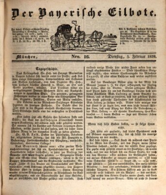 Baierscher Eilbote (Münchener Bote für Stadt und Land) Dienstag 5. Februar 1839