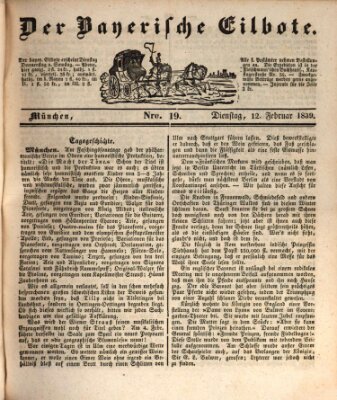 Baierscher Eilbote (Münchener Bote für Stadt und Land) Dienstag 12. Februar 1839