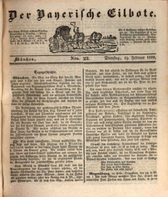 Baierscher Eilbote (Münchener Bote für Stadt und Land) Dienstag 19. Februar 1839