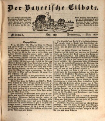 Baierscher Eilbote (Münchener Bote für Stadt und Land) Donnerstag 7. März 1839