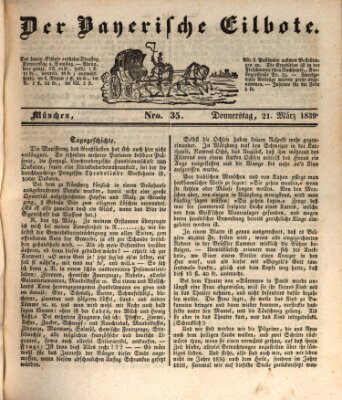 Baierscher Eilbote (Münchener Bote für Stadt und Land) Donnerstag 21. März 1839