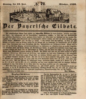 Baierscher Eilbote (Münchener Bote für Stadt und Land) Sonntag 16. Juni 1839