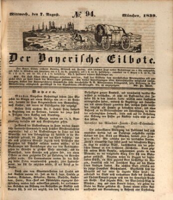 Baierscher Eilbote (Münchener Bote für Stadt und Land) Mittwoch 7. August 1839