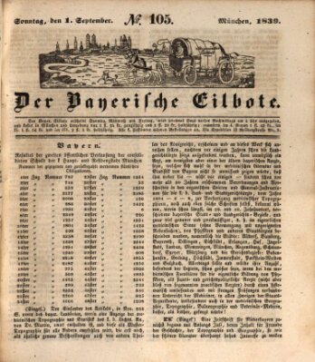 Baierscher Eilbote (Münchener Bote für Stadt und Land) Sonntag 1. September 1839