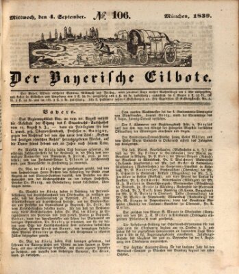 Baierscher Eilbote (Münchener Bote für Stadt und Land) Mittwoch 4. September 1839