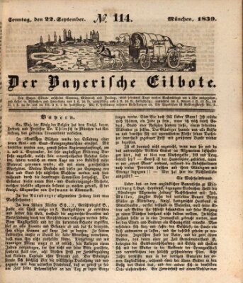 Baierscher Eilbote (Münchener Bote für Stadt und Land) Sonntag 22. September 1839