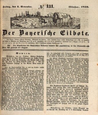 Baierscher Eilbote (Münchener Bote für Stadt und Land) Freitag 1. November 1839