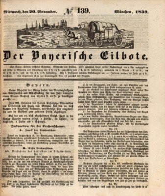 Baierscher Eilbote (Münchener Bote für Stadt und Land) Mittwoch 20. November 1839