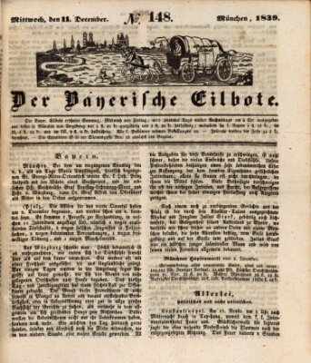 Baierscher Eilbote (Münchener Bote für Stadt und Land) Mittwoch 11. Dezember 1839