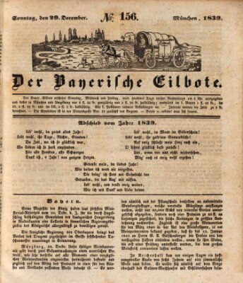 Baierscher Eilbote (Münchener Bote für Stadt und Land) Sonntag 29. Dezember 1839