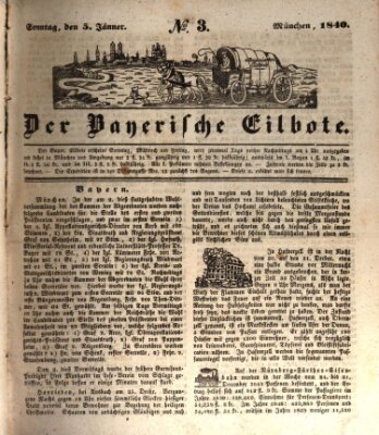 Baierscher Eilbote (Münchener Bote für Stadt und Land) Sonntag 5. Januar 1840