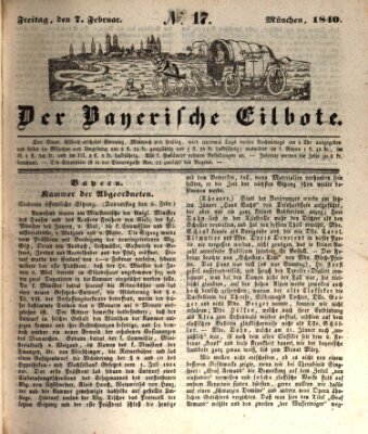 Baierscher Eilbote (Münchener Bote für Stadt und Land) Freitag 7. Februar 1840