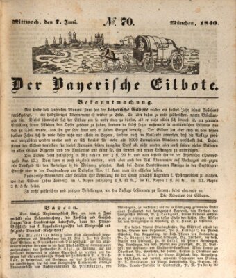 Baierscher Eilbote (Münchener Bote für Stadt und Land) Sonntag 7. Juni 1840