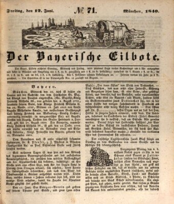 Baierscher Eilbote (Münchener Bote für Stadt und Land) Freitag 12. Juni 1840