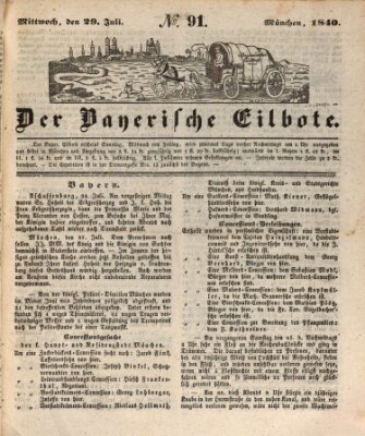 Baierscher Eilbote (Münchener Bote für Stadt und Land) Mittwoch 29. Juli 1840