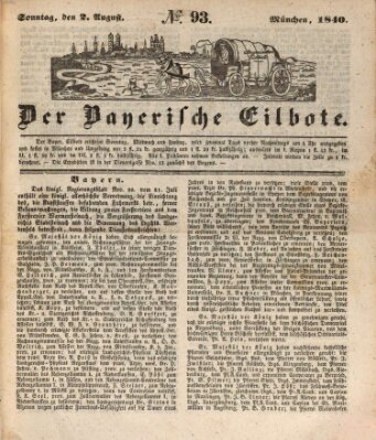 Baierscher Eilbote (Münchener Bote für Stadt und Land) Sonntag 2. August 1840