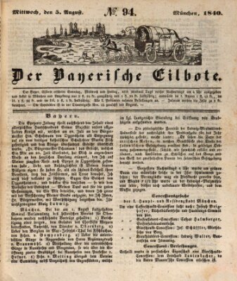 Baierscher Eilbote (Münchener Bote für Stadt und Land) Mittwoch 5. August 1840