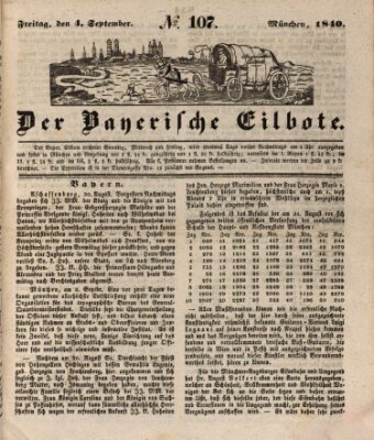 Baierscher Eilbote (Münchener Bote für Stadt und Land) Freitag 4. September 1840