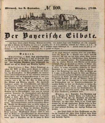 Baierscher Eilbote (Münchener Bote für Stadt und Land) Mittwoch 9. September 1840