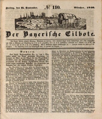 Baierscher Eilbote (Münchener Bote für Stadt und Land) Freitag 11. September 1840