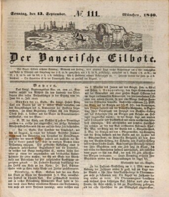 Baierscher Eilbote (Münchener Bote für Stadt und Land) Sonntag 13. September 1840