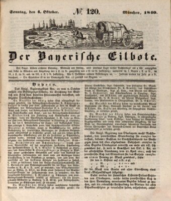 Baierscher Eilbote (Münchener Bote für Stadt und Land) Sonntag 4. Oktober 1840