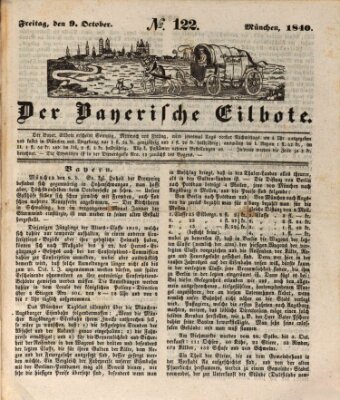 Baierscher Eilbote (Münchener Bote für Stadt und Land) Freitag 9. Oktober 1840