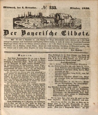 Baierscher Eilbote (Münchener Bote für Stadt und Land) Mittwoch 4. November 1840