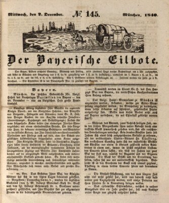 Baierscher Eilbote (Münchener Bote für Stadt und Land) Mittwoch 2. Dezember 1840